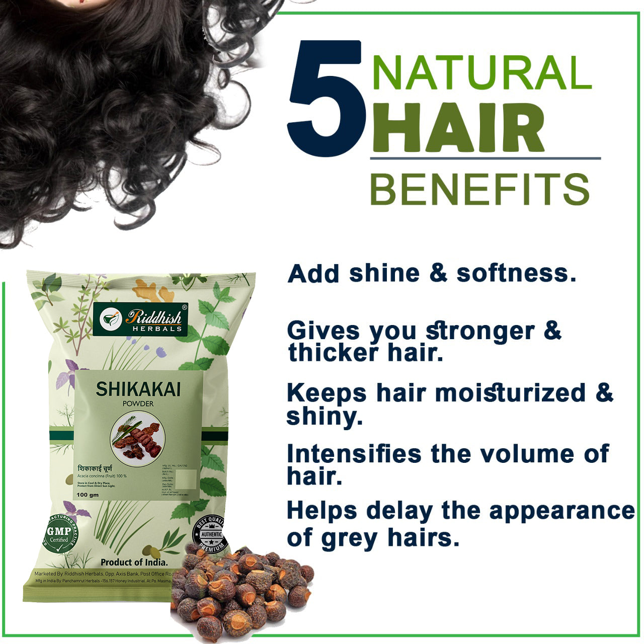 Shikakai Powder 100gm | Ayurvedic Hair Care | Natural Cleanser | Riddhish Herbals