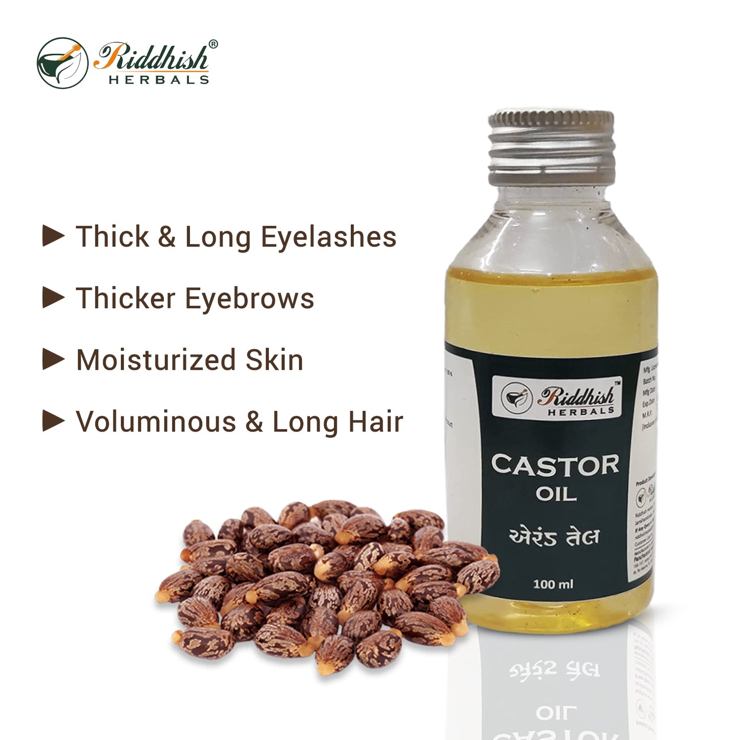 Castor Oil 100ml | | Natural Hair Growth & Skin Health | RIDDHISH HERBALS