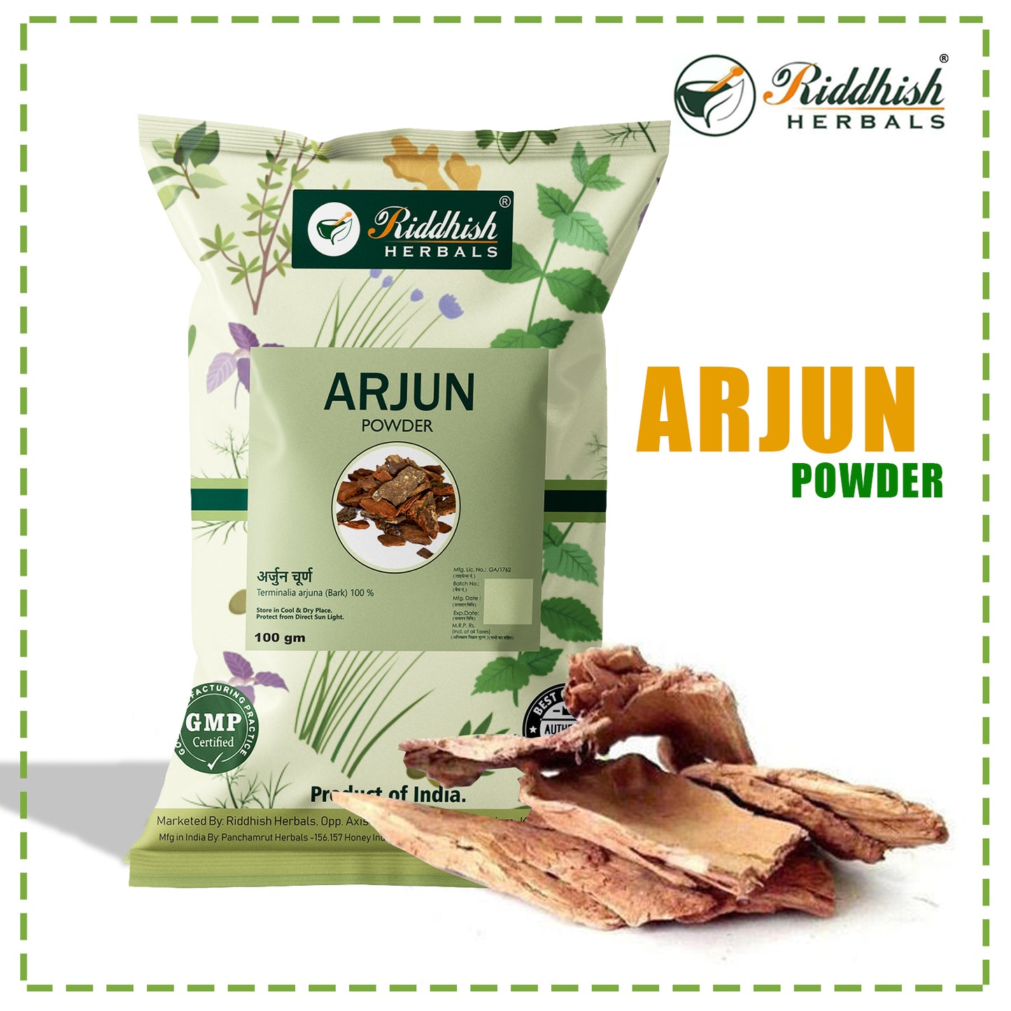 Arjun Powder 100GM | Promotes Heart Health & Overall Wellness | RIDDHISH HERBALS