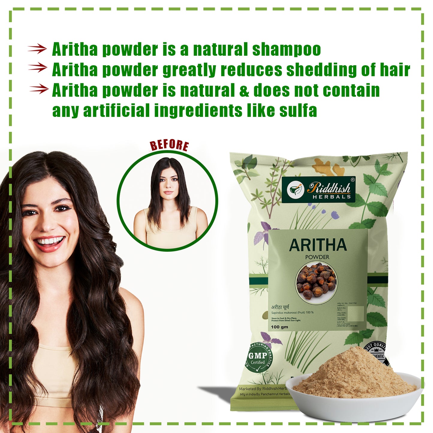 Aritha Powder for Hair 100gm – Ayurvedic Herbal Cleanser | 100% Natural Reetha Powder