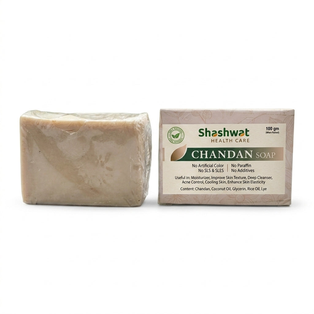 Chandan Soap (Sandalwood) | Ayurvedic Handmade Skin Nourishing & Cooling Soap | Riddhish Herbals | 100g
