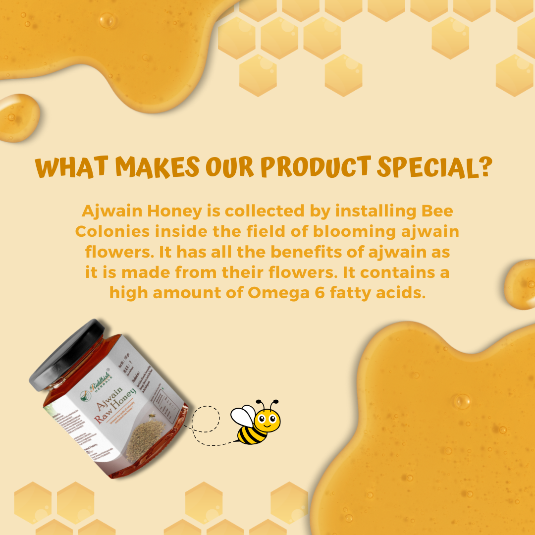 Ajwain / Ajma Raw Organic Honey 100g | Raw and Unprocessed | RIDDHISH HERBALS