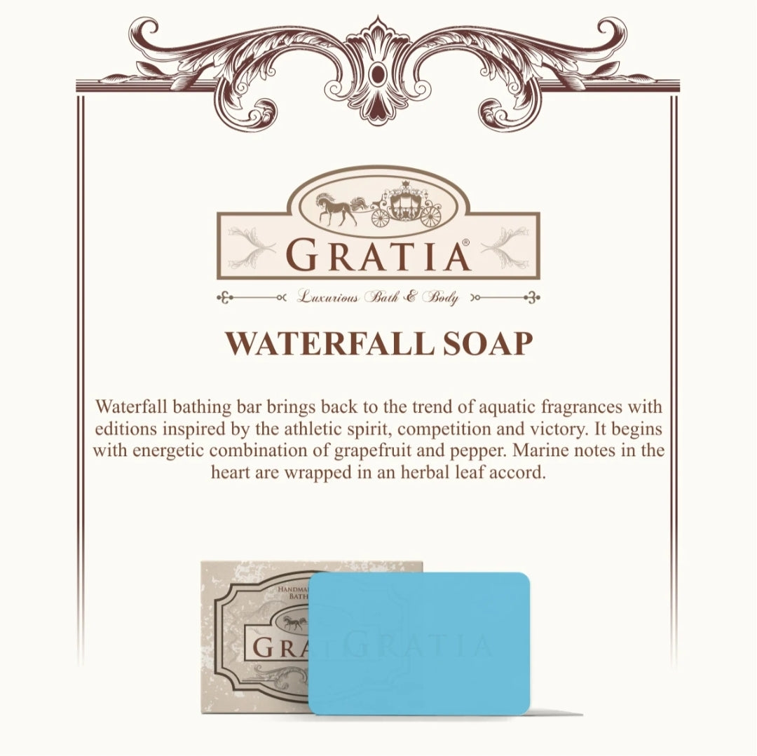 💧 Gratia Handmade Glycerin Soap – Waterfall | Luxury Fresh Aqua Fragrance Bathing Bar (125g)