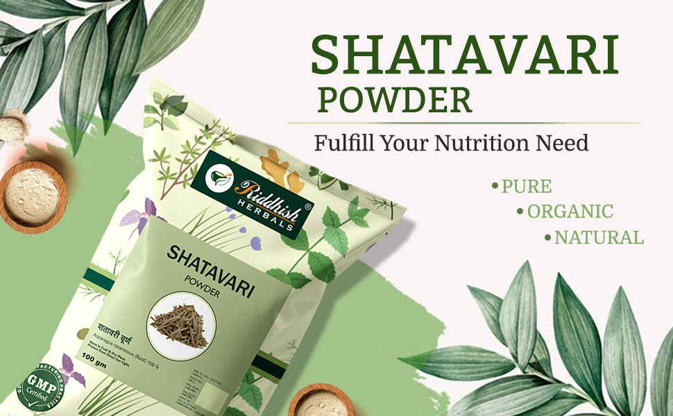 Shatavari Powder 100gm | Pure Asparagus racemosus | Vegan & Gluten-Free | RIDDHISH HERBALS