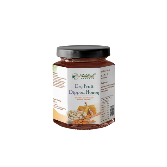 Dryfruit Dipped Organic Honey 100g | Cashew and Almond | RIDDHISH HERBALS