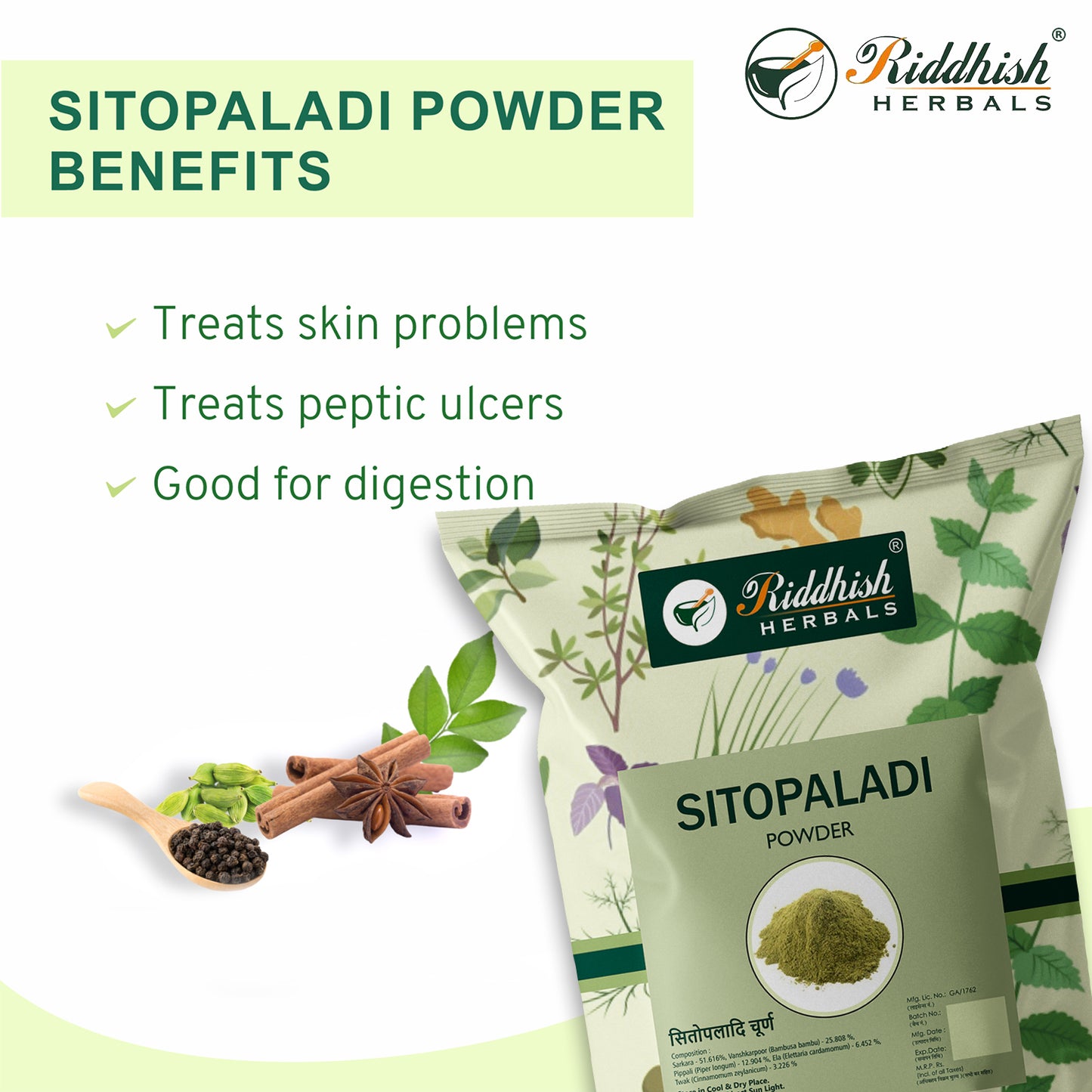 Sitopaladi Churna 50gm | Digestive issues and Allergic disorders| RIDDHISH HERBALS