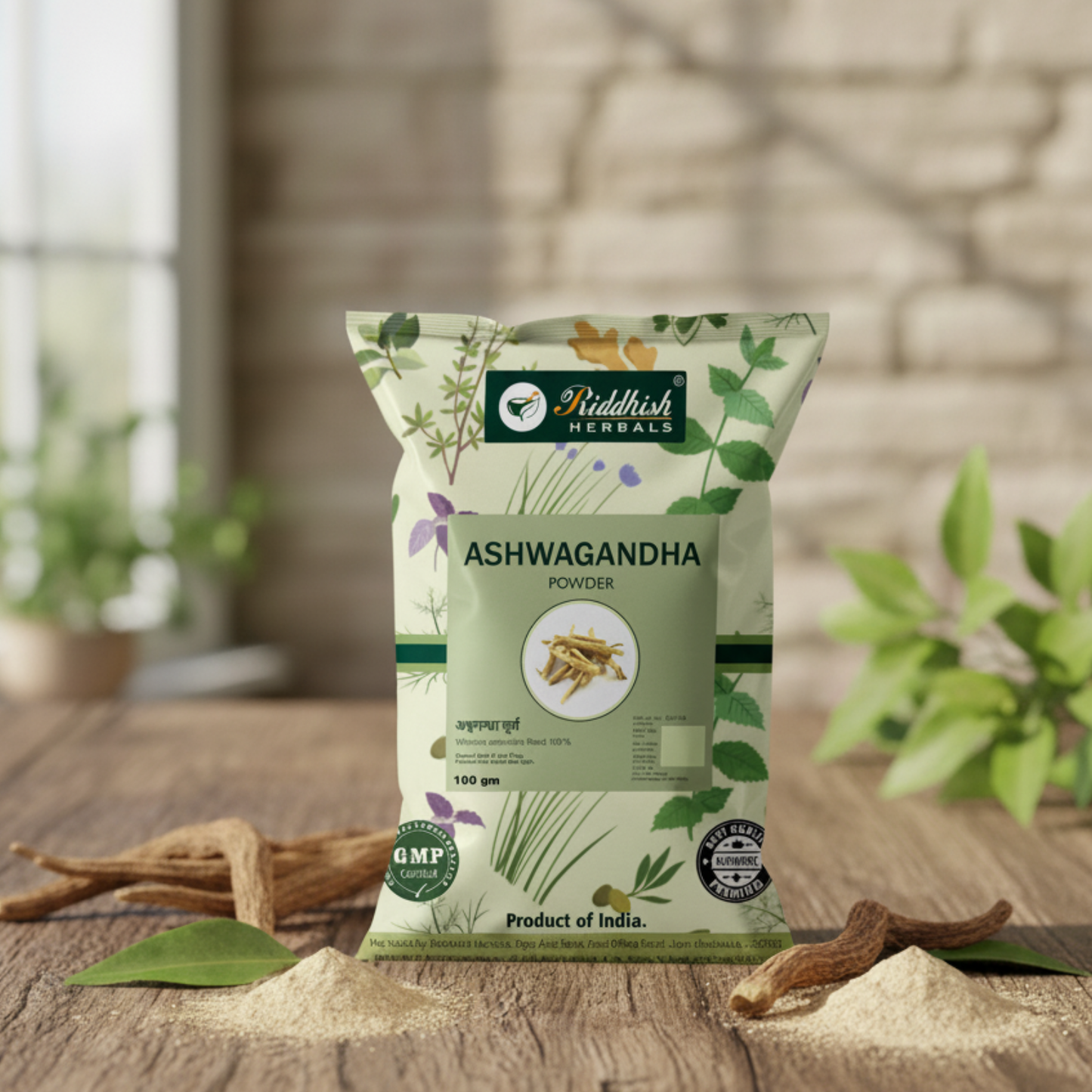 Ashwagandha Churna | Withania somnifera Root Powder | Riddhish Herbals | 100g