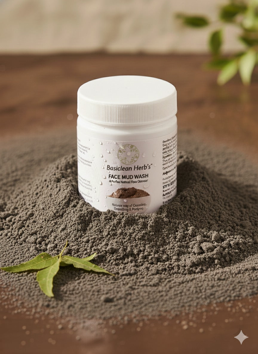 Basiclean Herb's Mud Face Wash | Herbal Face wash powder | For Bright and Clear Skin | RIDDHISH HERBALS