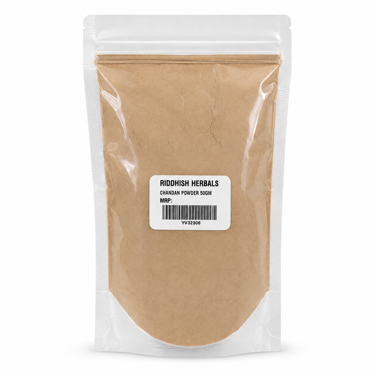 Chandan Churna front pouch mockup with MRP value removed - Riddhish Herbals