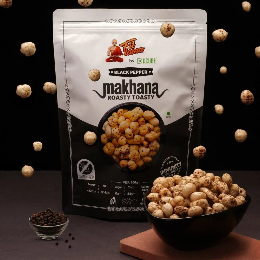 BLACK PEPPER MAKHANA 100GM | π± Healthy Snacking | Riddhish Herbals