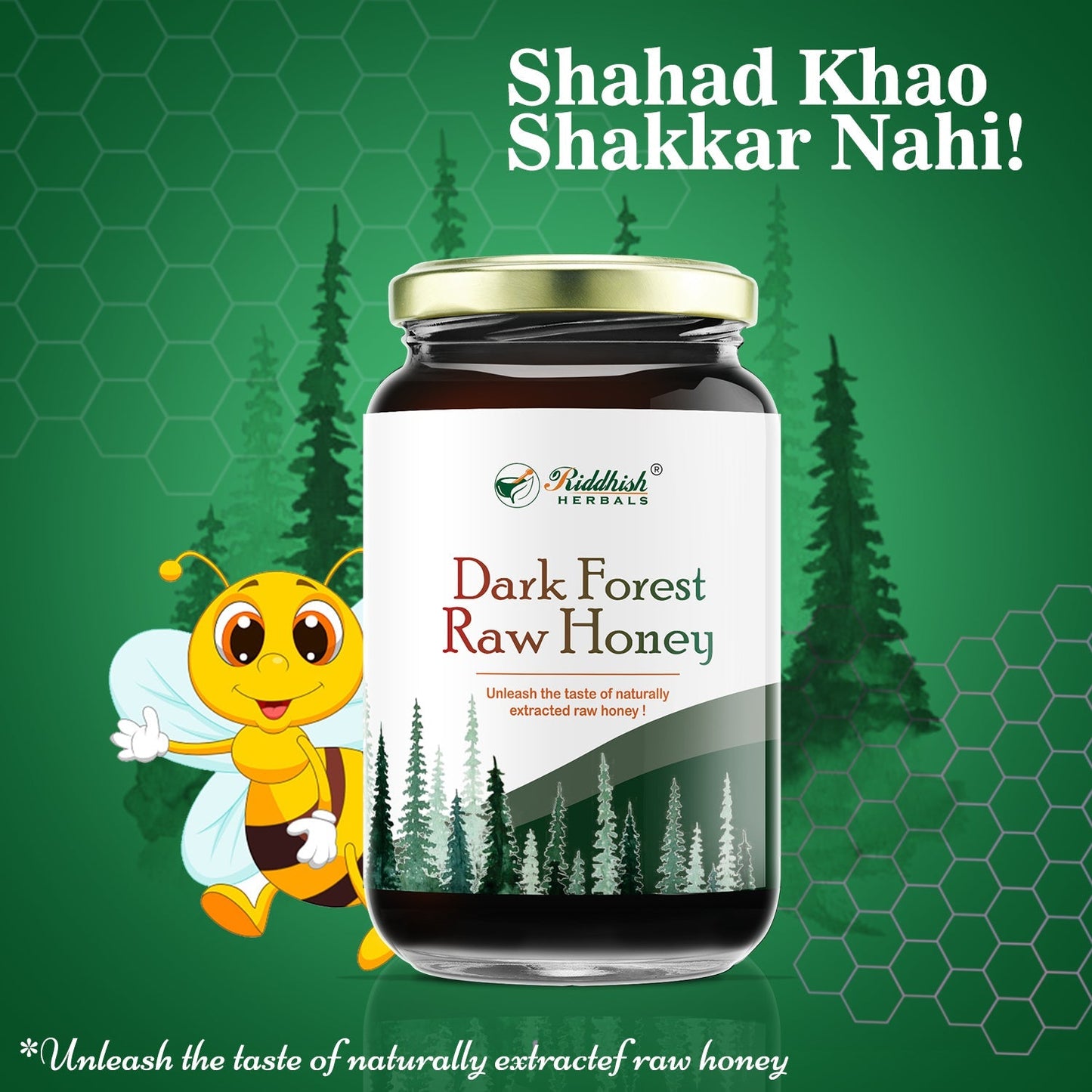 Dark Forest Raw Honey  | Organic | Unprocessed | Unpasteurized | 100% Pure Natural Honey | Madhya Pradesh Region | RIDDHISH HERBALS