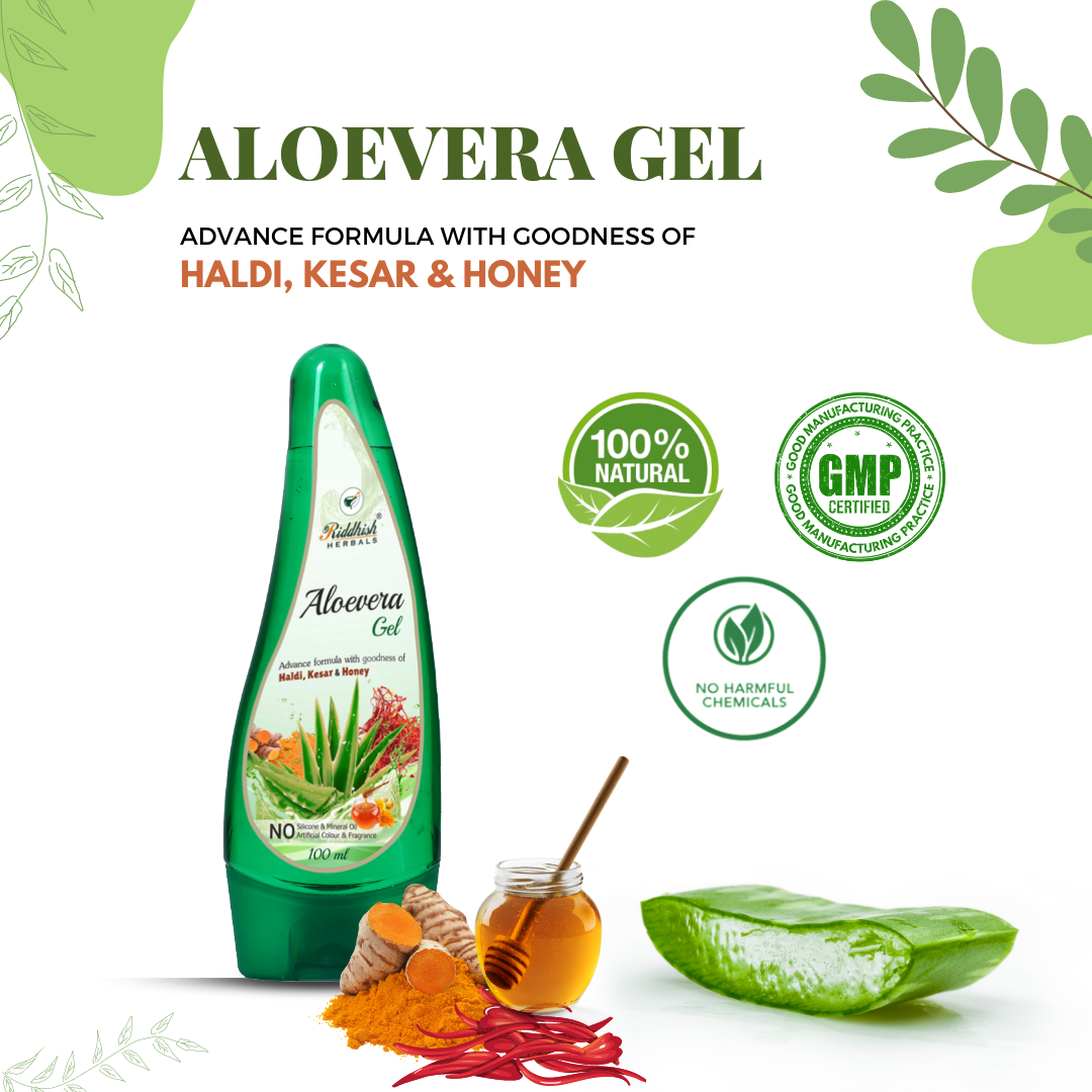Aloevera Gel With Goodness of Haldi, Kesar & Honey (120ml) | RIDDHISH HERBALS