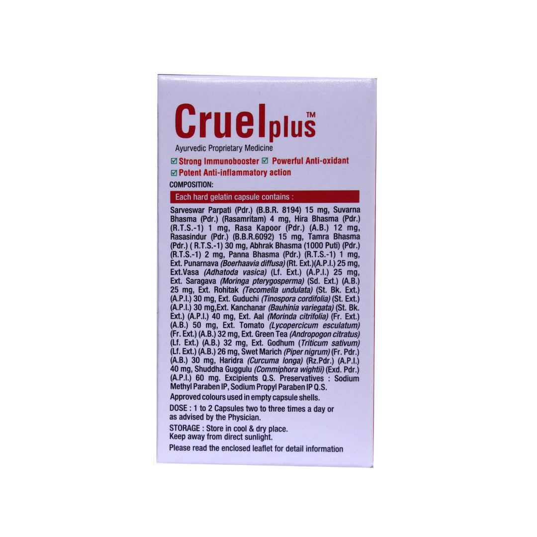 Virgo UAP Pharma Cruel Plus Capsule - 30 Cap Pack (Ayush Standard Mark Certified Product)