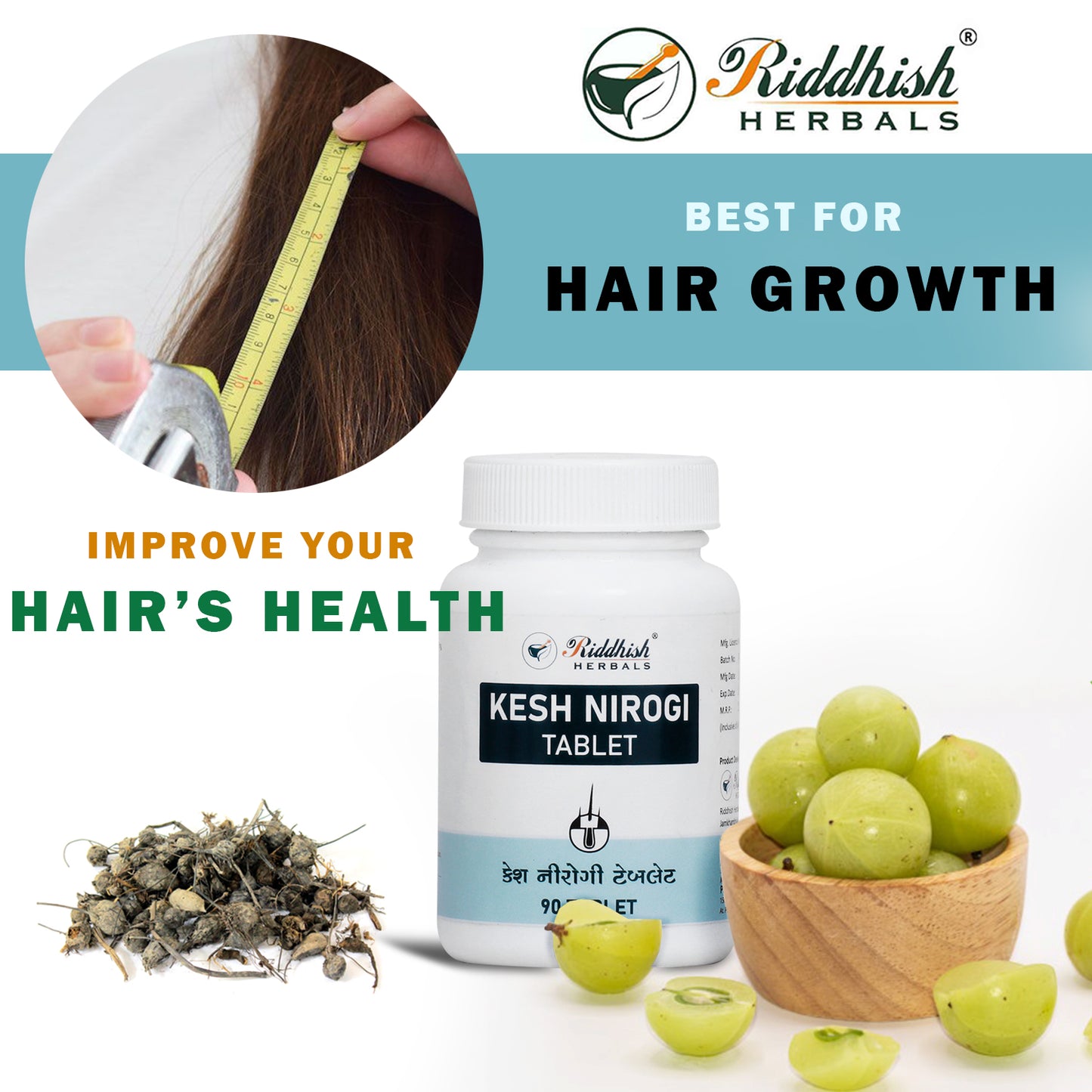 Kesh nirogi tablet 90 Tablet | Promotes Healthy Hair Growth 🌿 | Riddhish Herbals