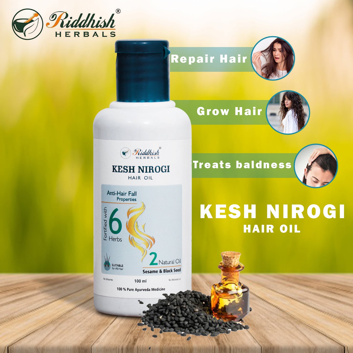 Kesh Nirogi Anti Hair fall Oil 100ml | RIDDHISH HERBALS 🌿 | Strengthen, Nourish & Protect Your Hair Naturally