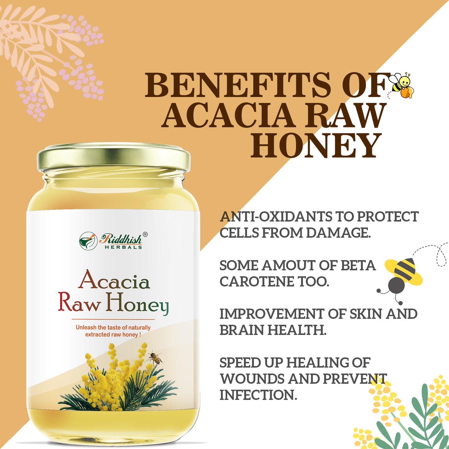 Acacia Raw Organic Honey 500g | Natural Taste Honey | Raw and Unprocessed | Kashmir Region