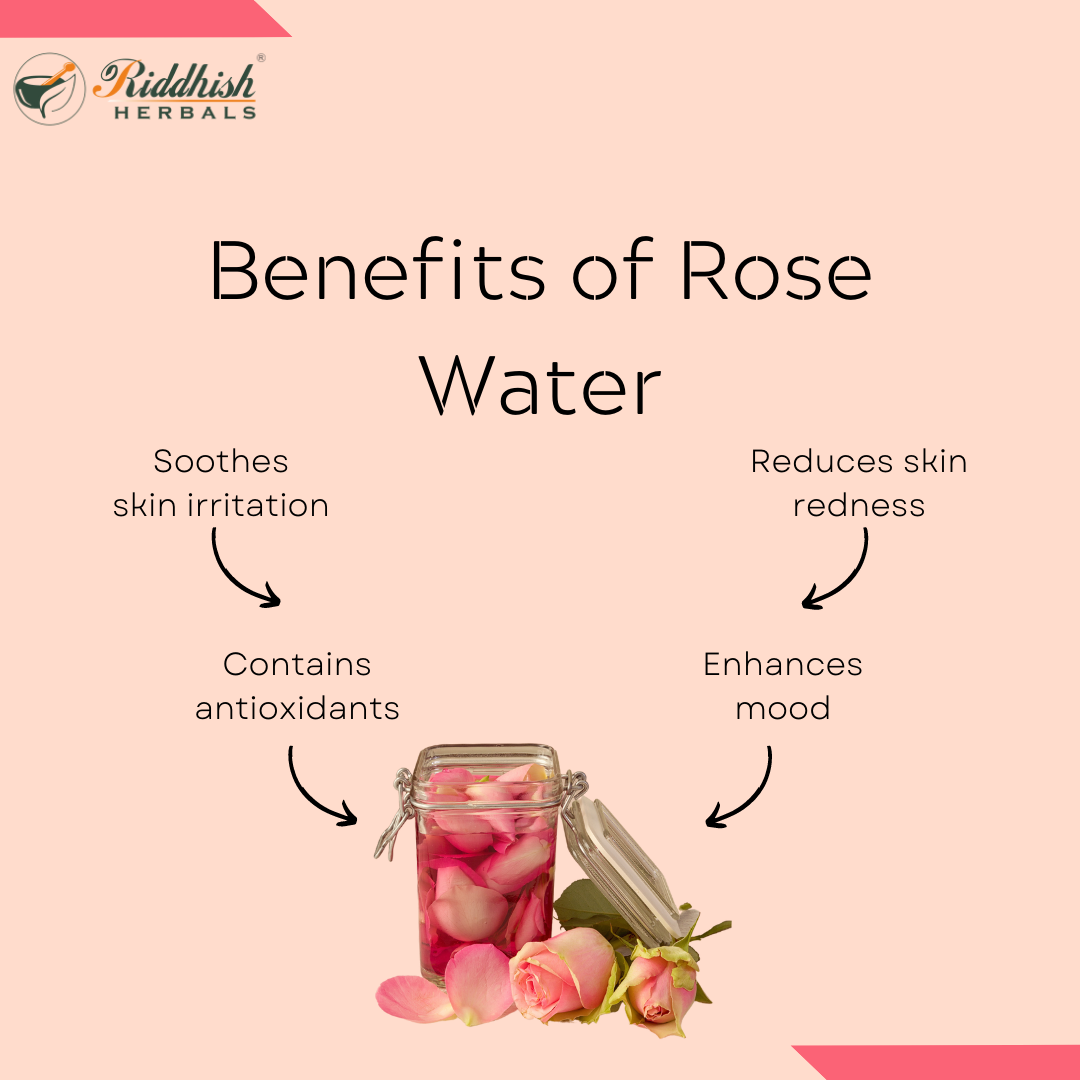 Riddhish Herbals Premium Rose Water (Steam Distilled) For Cleanses, Tones & Purifies (100ml)