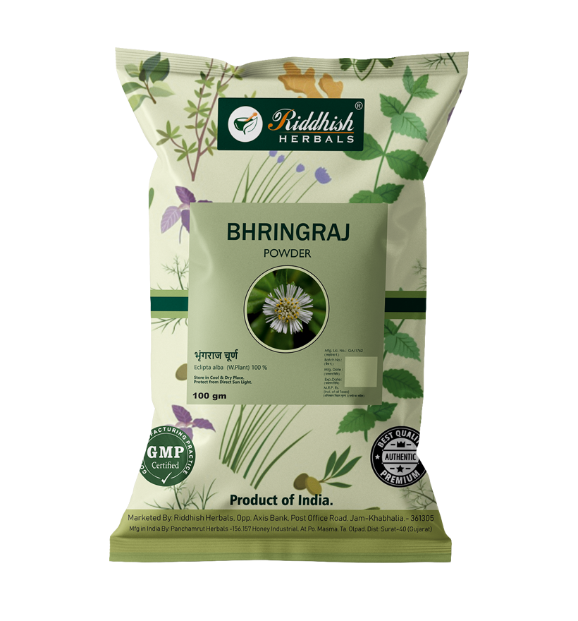 Bhringraj Powder 100gm for Hair, Natural Organic Leaves Herbs, Hair Strengthening, Shine, Conditioning | RIDDHISH HERBALS
