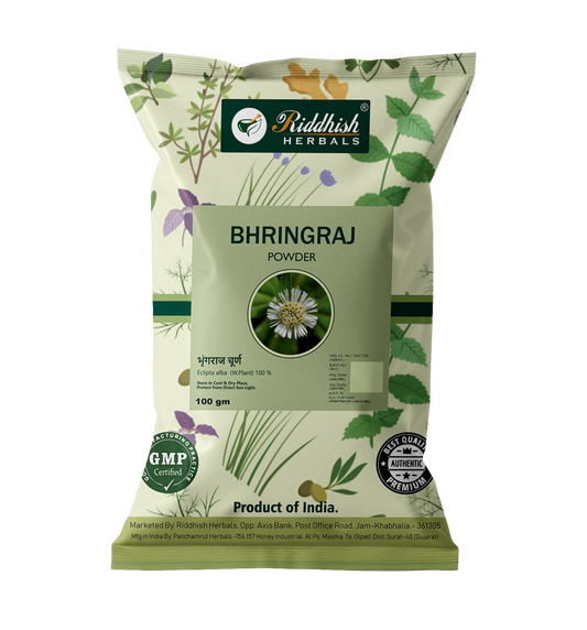 Bhringraj Powder  100gm for Hair, Natural Organic Leaves Herbs, Hair Strengthening, Shine, Conditioning | RIDDHISH HERBALS