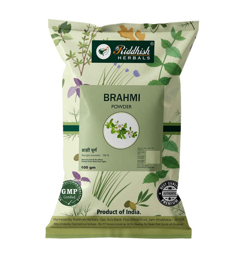 Brahmi Organic Powder 100gm | For Mental Focus & Hair Growth | Ayurvedic Super Herb | RIDDHISH HERBALS