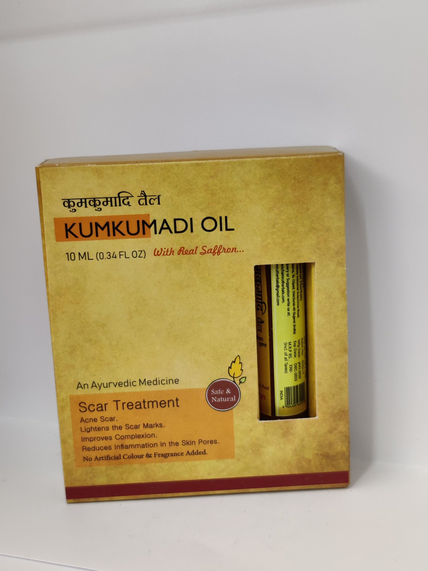 KUMKUMADI OIL PANCHAMRUT 10 ML ( 0.34FLOZ ) WITH REAL SAFFRON | SAFE & NATURAL