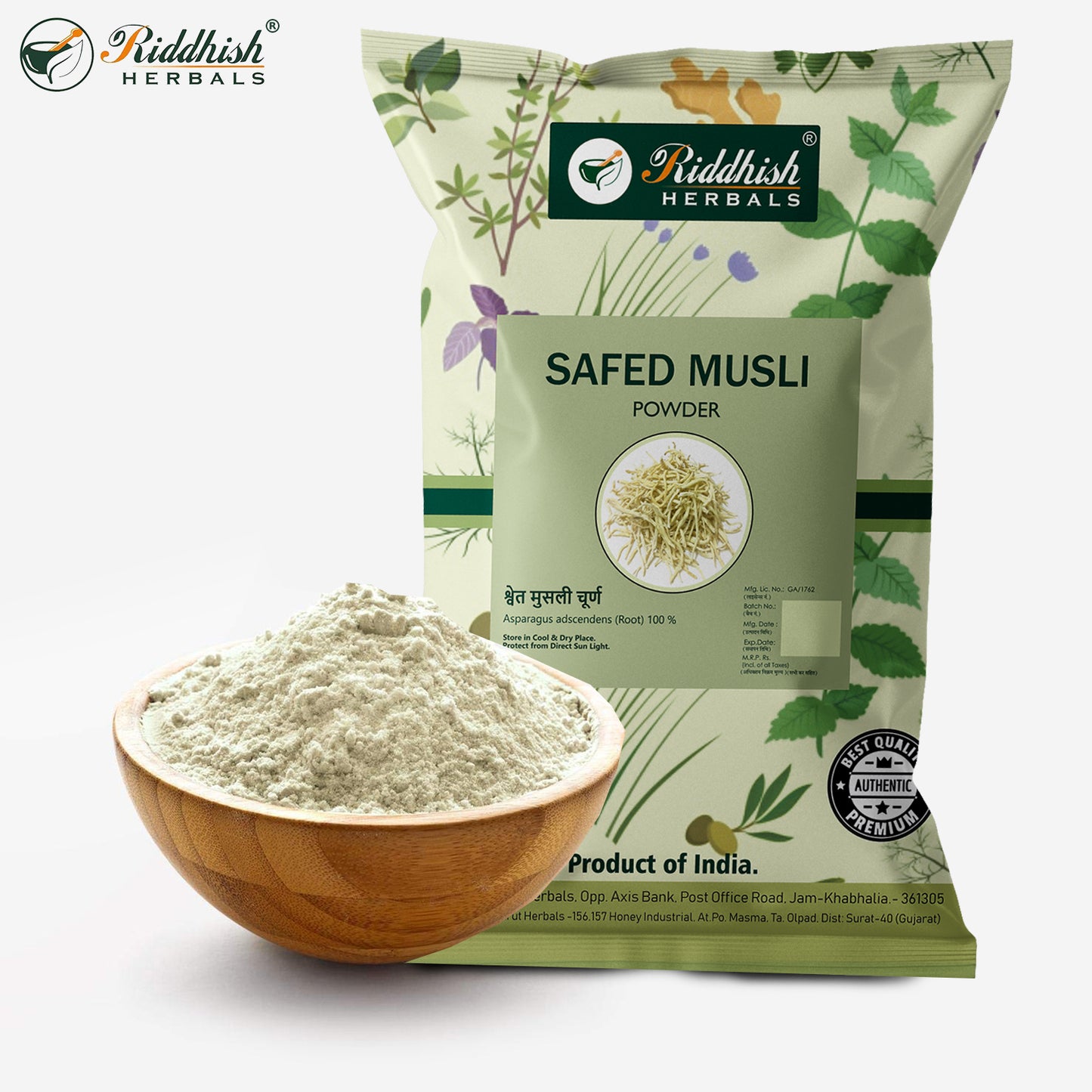 SAFED MUSLI 50gm| Strength, Stamina, and Vitality Booster| Supreme Quality Root Powder | RIDDHISH HERBALS