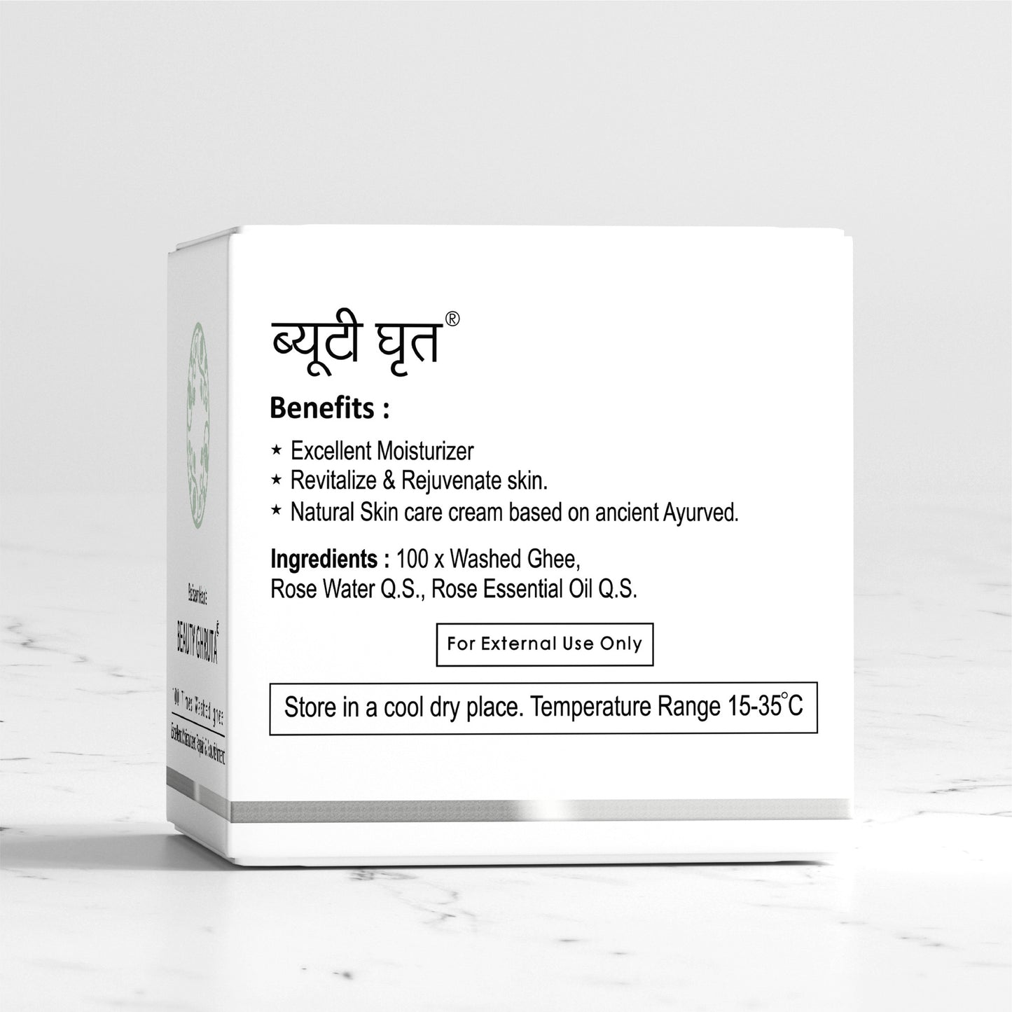 Basiclean Herb’s Beauty Ghruta Cream | 100x Washed Ghee | Ayurvedic Hydration & Nourishment | 25gm | Riddhish Herbals