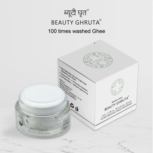 Basiclean Herb’s Beauty Ghruta Cream | 100x Washed Ghee | Ayurvedic Hydration & Nourishment | 25gm | Riddhish Herbals