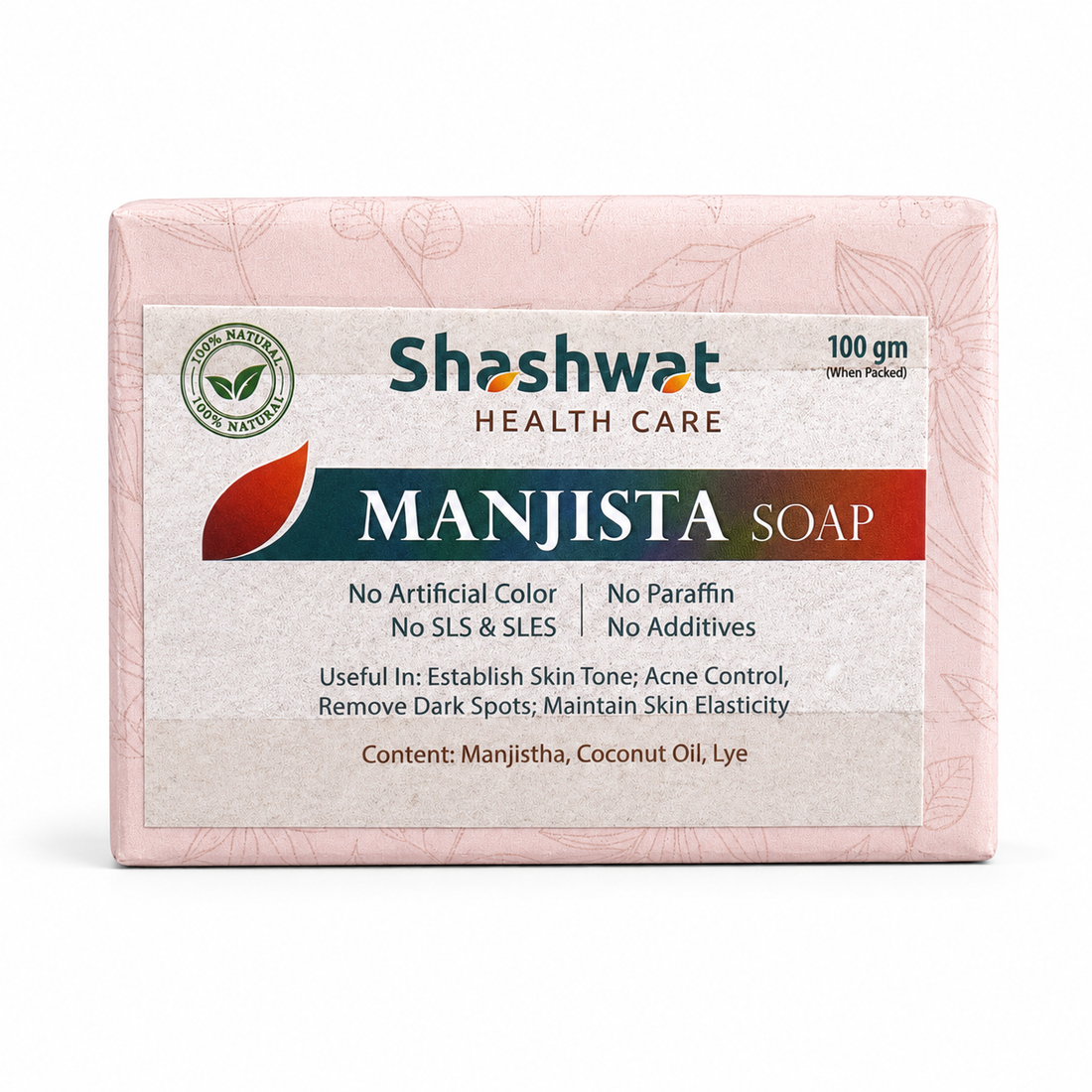 Manjistha Soap (Rubia cordifolia) handmade Ayurvedic bathing bar | Riddhish Herbals