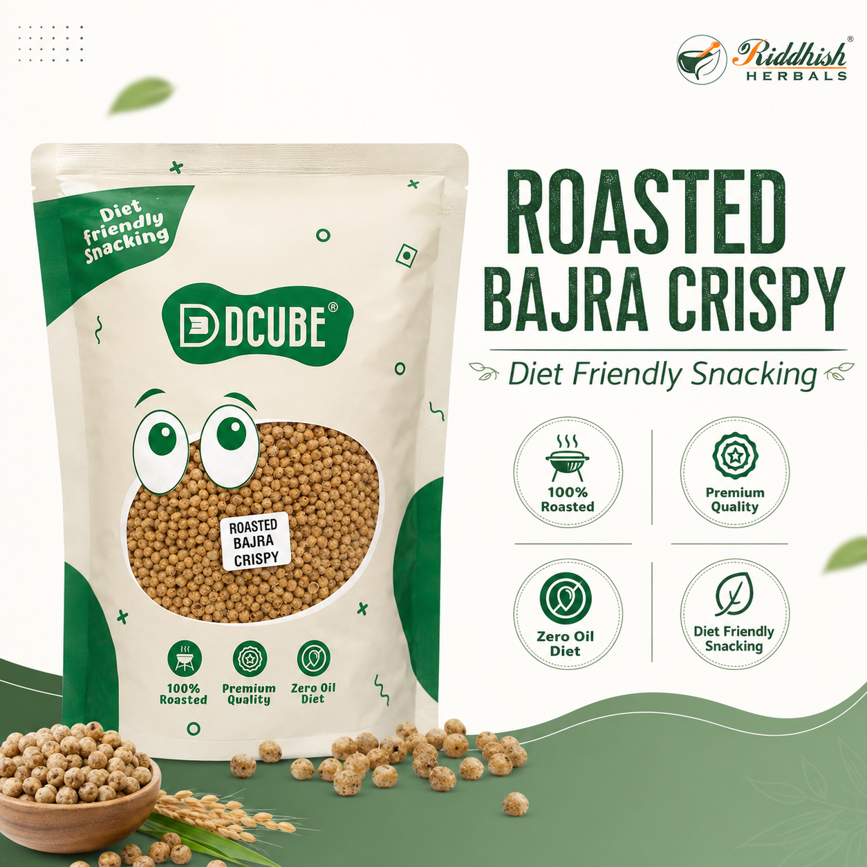 Roasted Bajra Crispy | Pearl Millet Roasted Snack | Nutrient-Rich Healthy Crunchy Snack | Riddhish Herbals