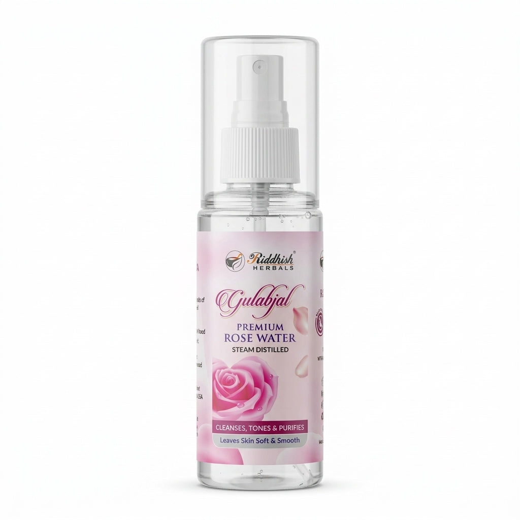 Riddhish Herbals Premium Rose Water (Steam Distilled) | Rosa centifolia | Cleanses, Tones & Purifies | 100ml