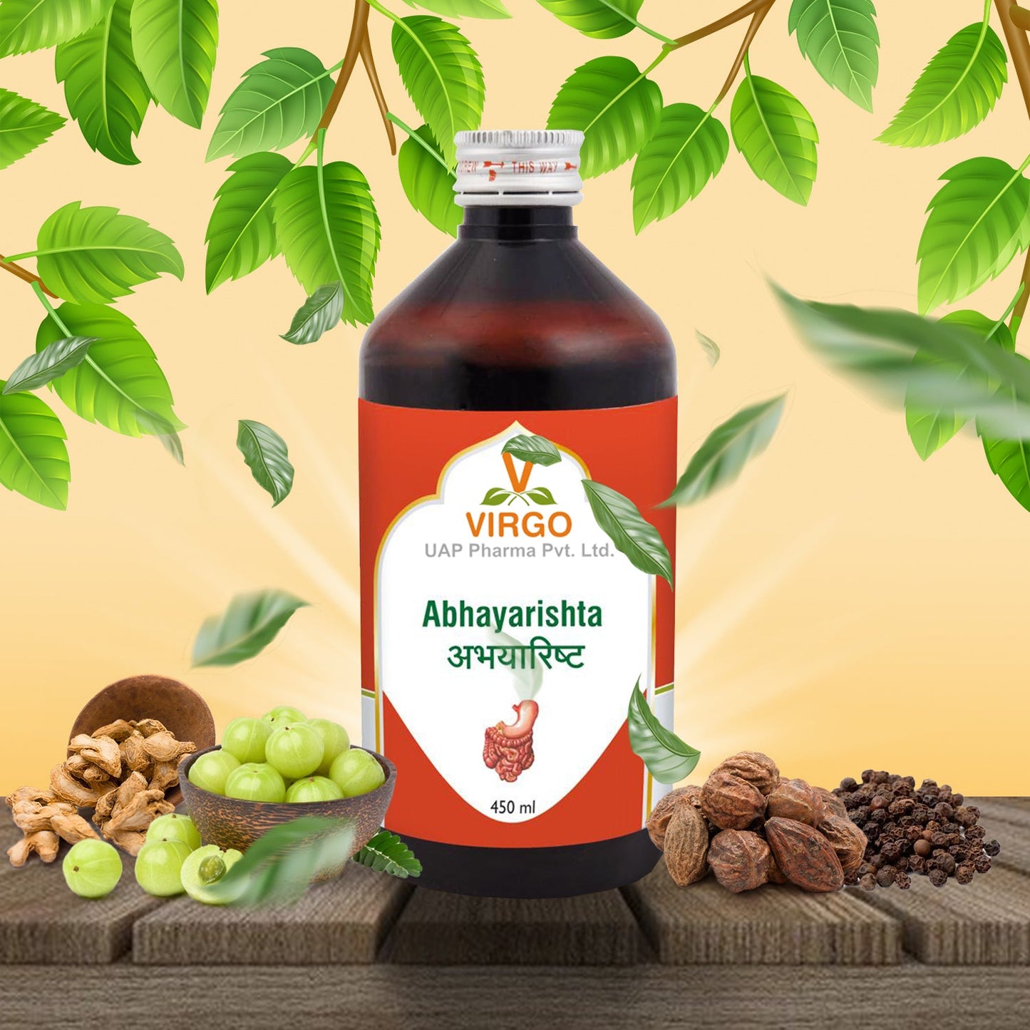 Virgo Abhayarishta 450ml Classical Haritaki Arishta Fermented — Riddhish Herbals Gujarat