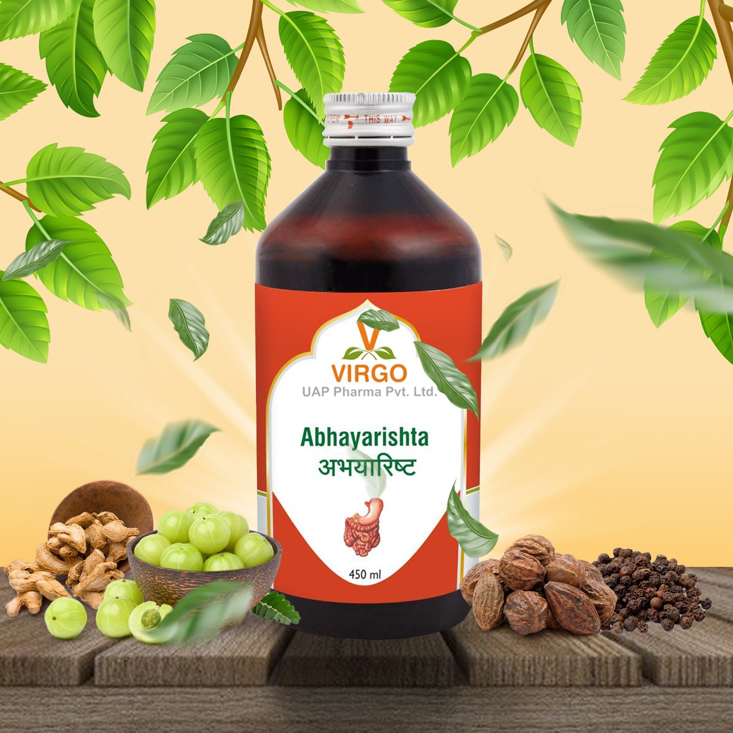 Virgo Abhayarishta 450ml Classical Haritaki Arishta Fermented — Riddhish Herbals Gujarat