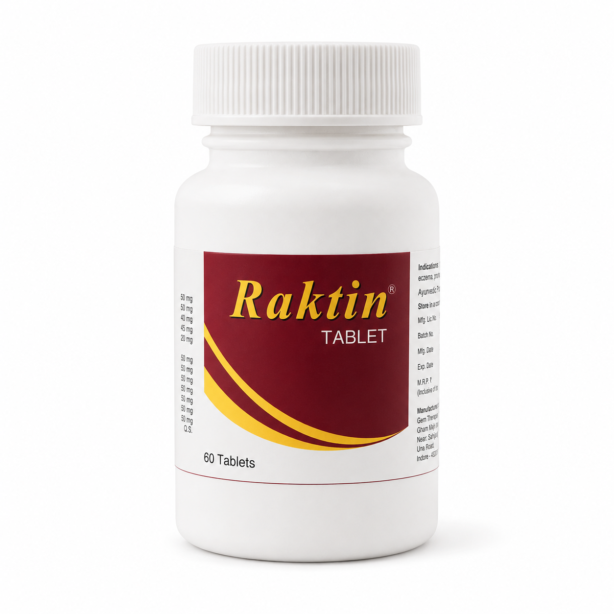 Raktin Tablets 60 Tab | Therachem Herbals | Ayurvedic Blood Purifier & Skin Wellness Tablets