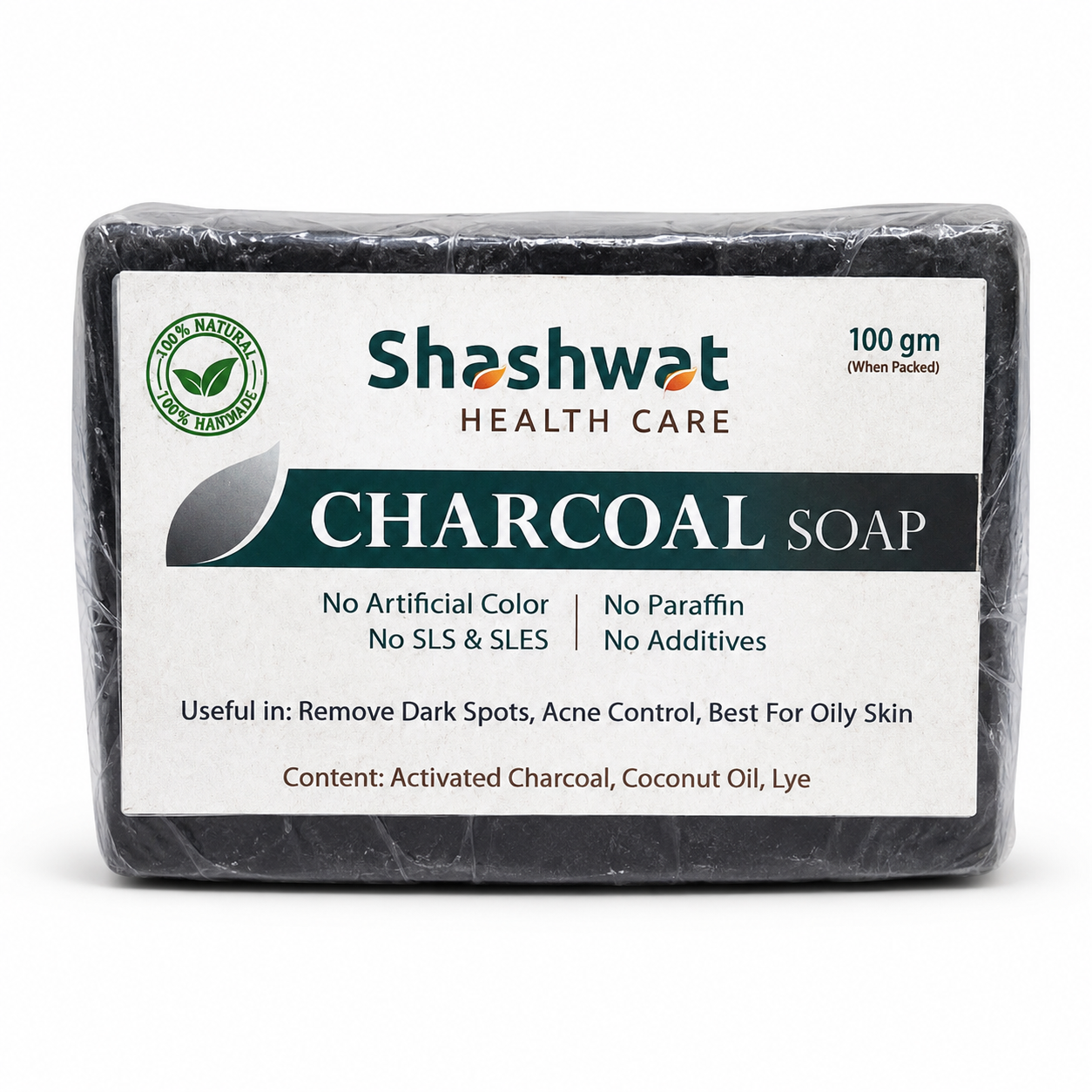 Activated Charcoal Handmade Soap 100gm | Riddhish Herbals | Natural Deep Cleansing Soap