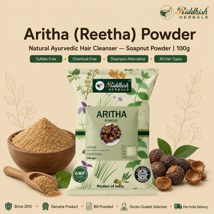 Aritha (Reetha) Powder 100g | Sapindus mukorossi Soapnut Hair Cleanser | Riddhish Herbals