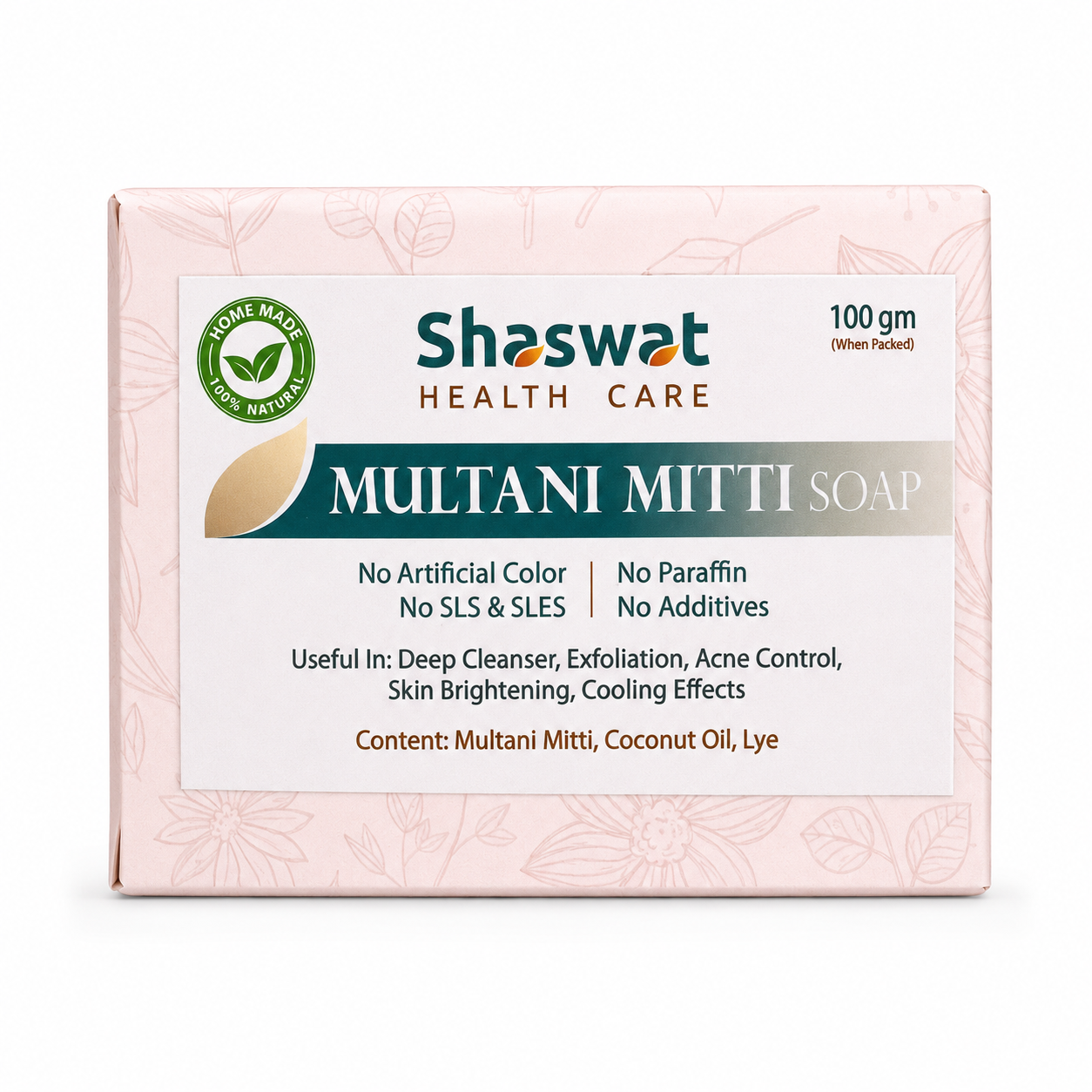 Multani Matti Soap (Fuller's Earth) | Ayurvedic Handmade Deep Pore Cleansing & Oil Control Soap | Riddhish Herbals | 100g