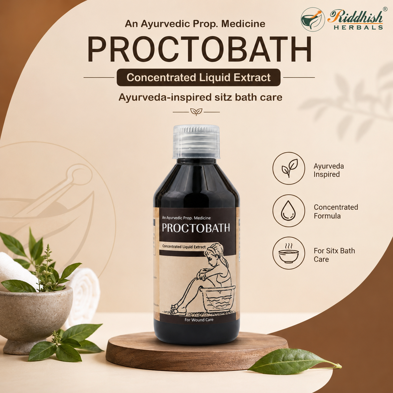 Nisarg Nutritions Proctobath Liquid – Ayurvedic Panchvalkal Sitz Bath; Wound Care Support