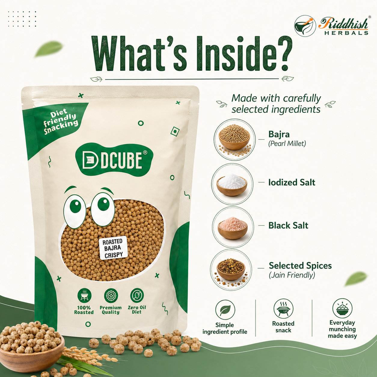 Roasted Bajra Crispy | Pearl Millet Roasted Snack | Nutrient-Rich Healthy Crunchy Snack | Riddhish Herbals
