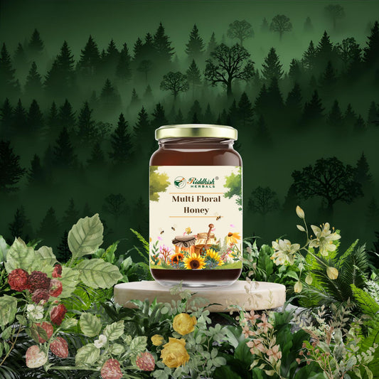 Riddhish Herbals Multi Floral Raw Honey - Pure, Natural, Unprocessed Forest Honey - Energy & Immunity Booster for Adults & Kids - Unpasteurized & Unfiltered Honey, 500g