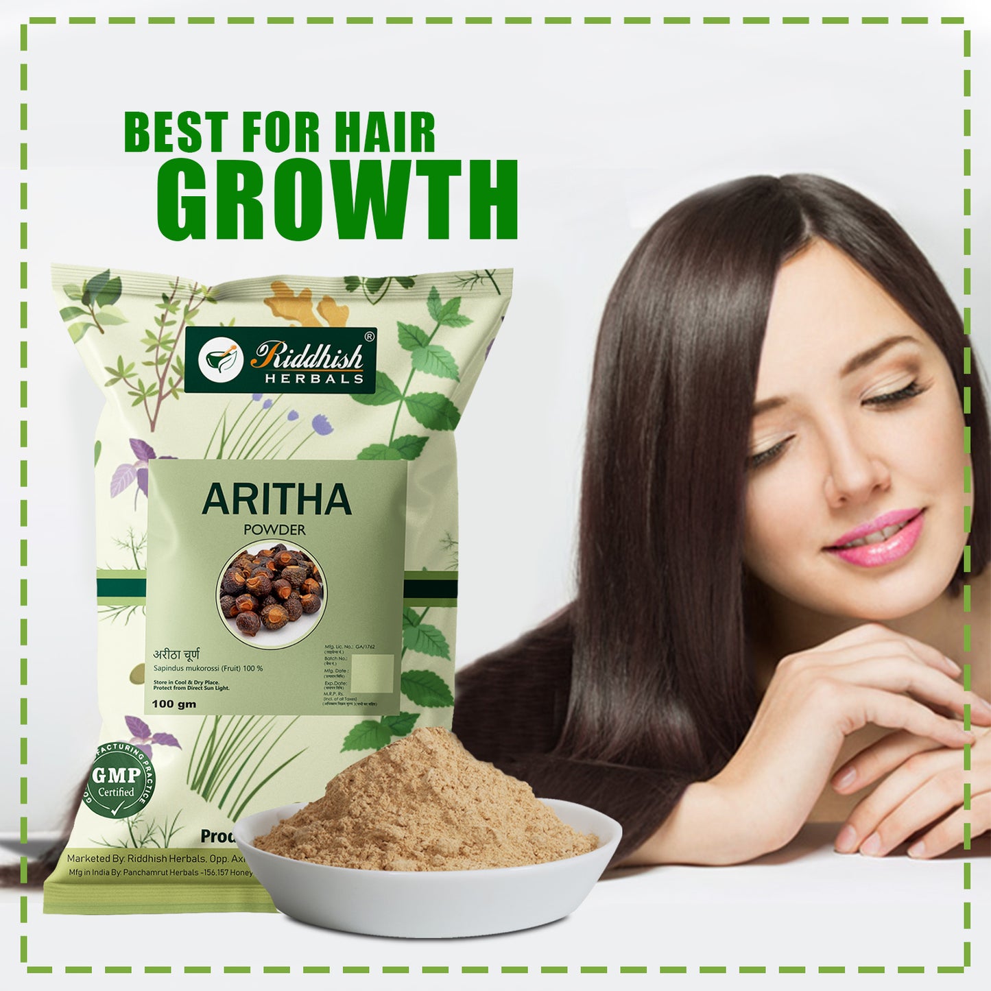 Aritha Powder for Hair (Reetha/Soapnut Powder), Natural Organic Herbs, Hair Strengthening, Shine, Conditioning | Riddhish Herbals