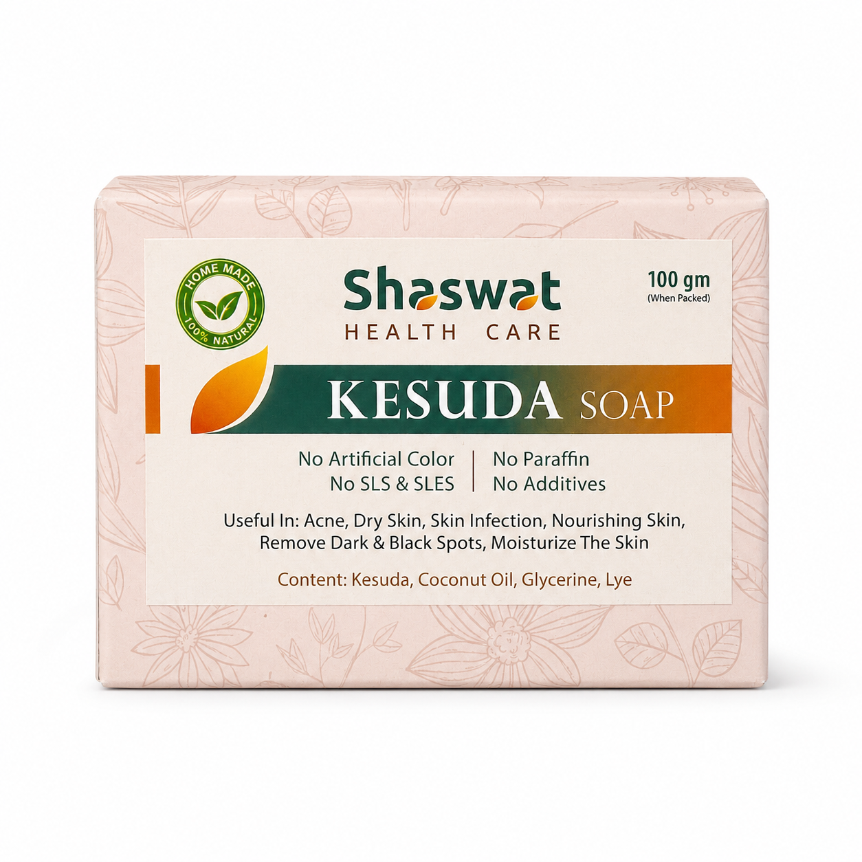 Kesuda Handmade Soap 100gm | Butea monosperma | Natural Palash Flower Soap for Gentle Skin Cleansing & Nourishment