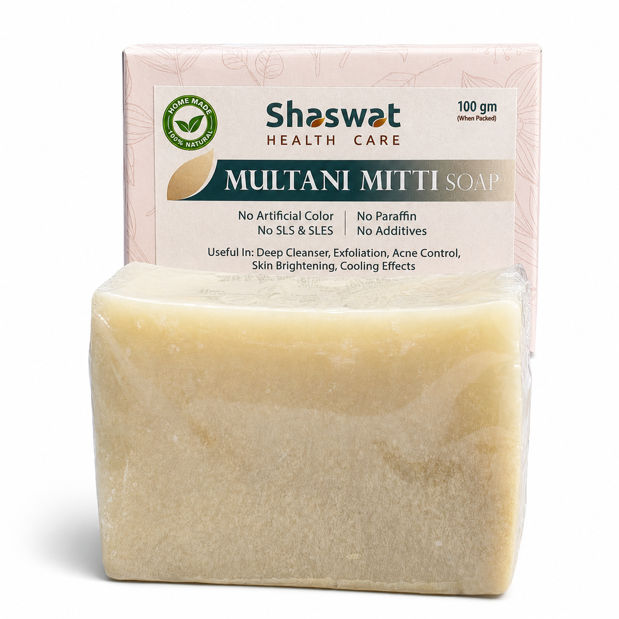 Multani Matti Soap (Fuller's Earth) | Ayurvedic Handmade Deep Pore Cleansing & Oil Control Soap | Riddhish Herbals | 100g