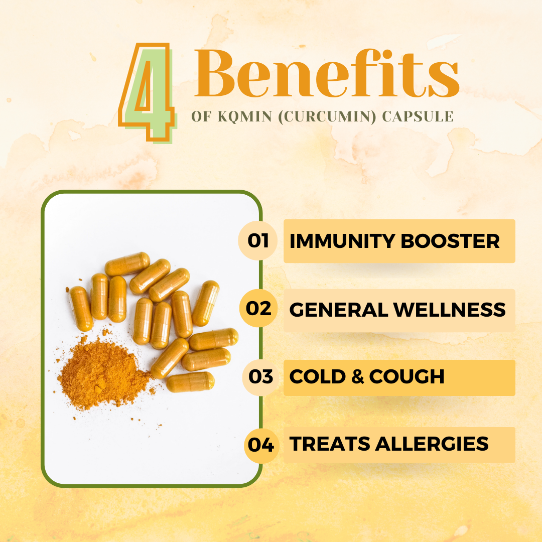 KQMIN Curcumin Soft Gel Capsules (Turmeric/Haridra) – Cadila Pharmaceuticals – 15 Caps