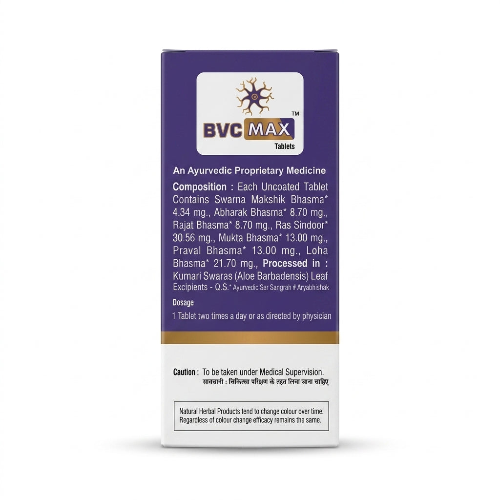 Rutarth Pharma BVC Max Tablet | 7-Bhasma Proprietary Ayurvedic