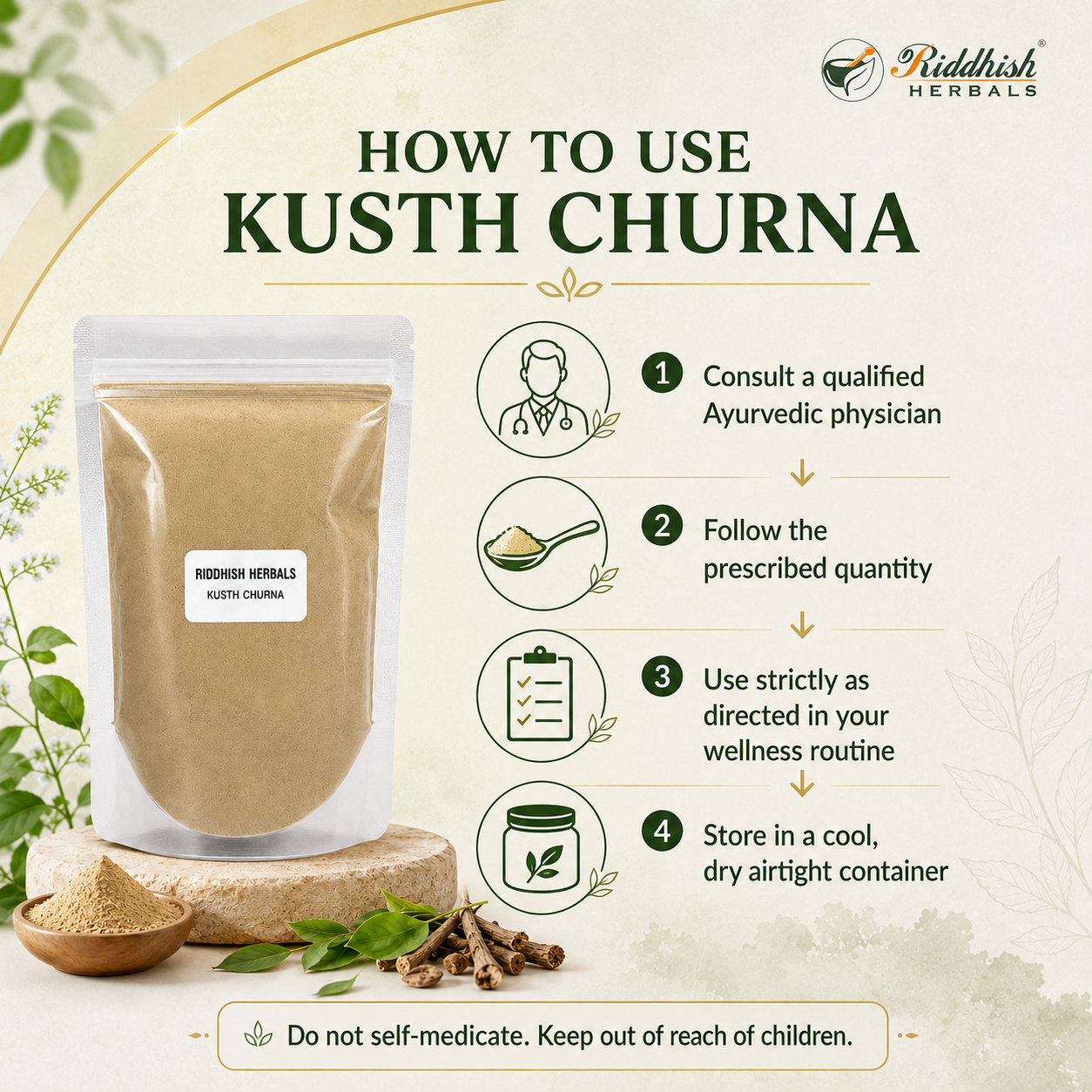 Kushth Churna 100gm | Saussurea lappa | Ayurvedic Costus Root Powder for Digestive & Respiratory Wellness