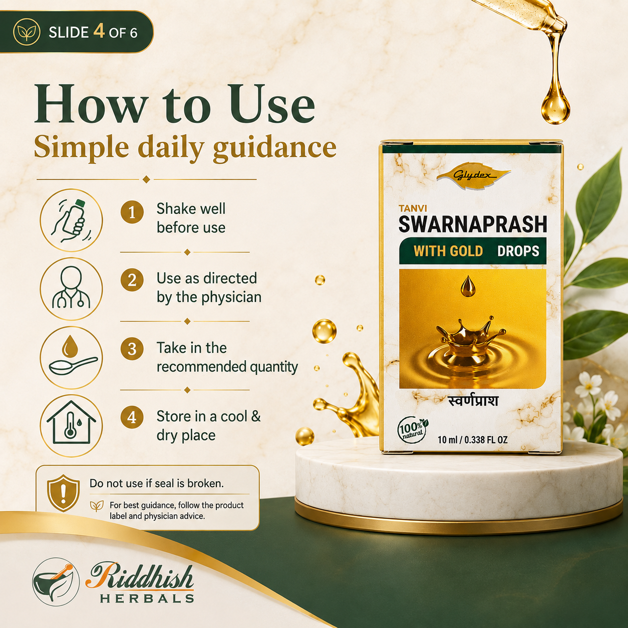Suvarnaprashan 10ml | Glydex | Classical Ayurvedic Gold & Brahmi Drops for Children's Wellness