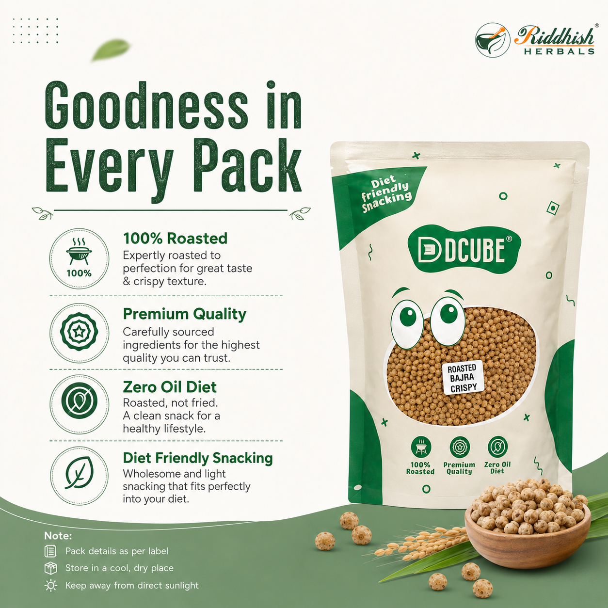 Roasted Bajra Crispy | Pearl Millet Roasted Snack | Nutrient-Rich Healthy Crunchy Snack | Riddhish Herbals