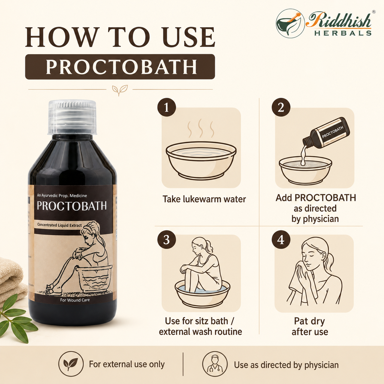 Nisarg Nutritions Proctobath Liquid – Ayurvedic Panchvalkal Sitz Bath; Wound Care Support
