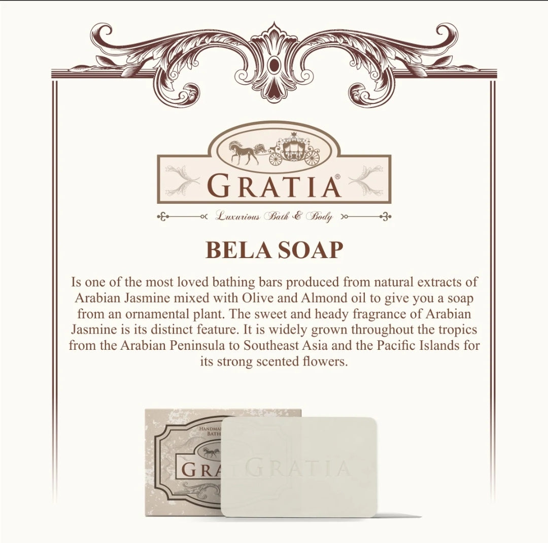 Gratia Handmade Glycerin Soap – Bela (Mogra) | Luxury Floral Fragrance Bathing Bar (125g)
